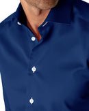 Image of a Blue Poplin Micropattern Giza Cotton Shirting Fabric