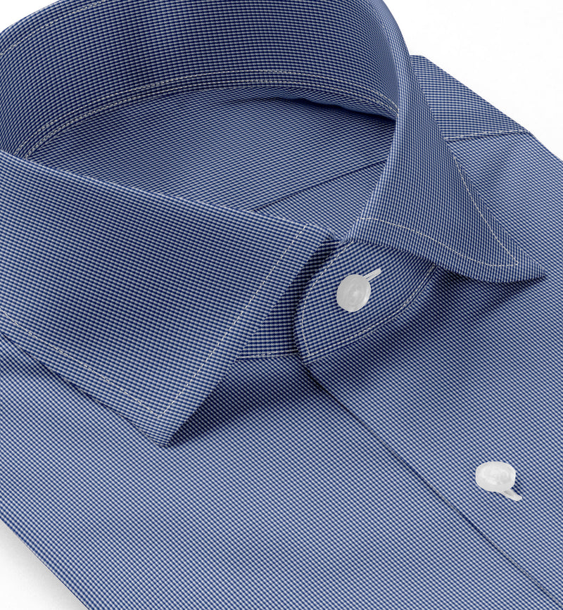 Image of a Blue Poplin Micropattern Giza Cotton Shirting Fabric