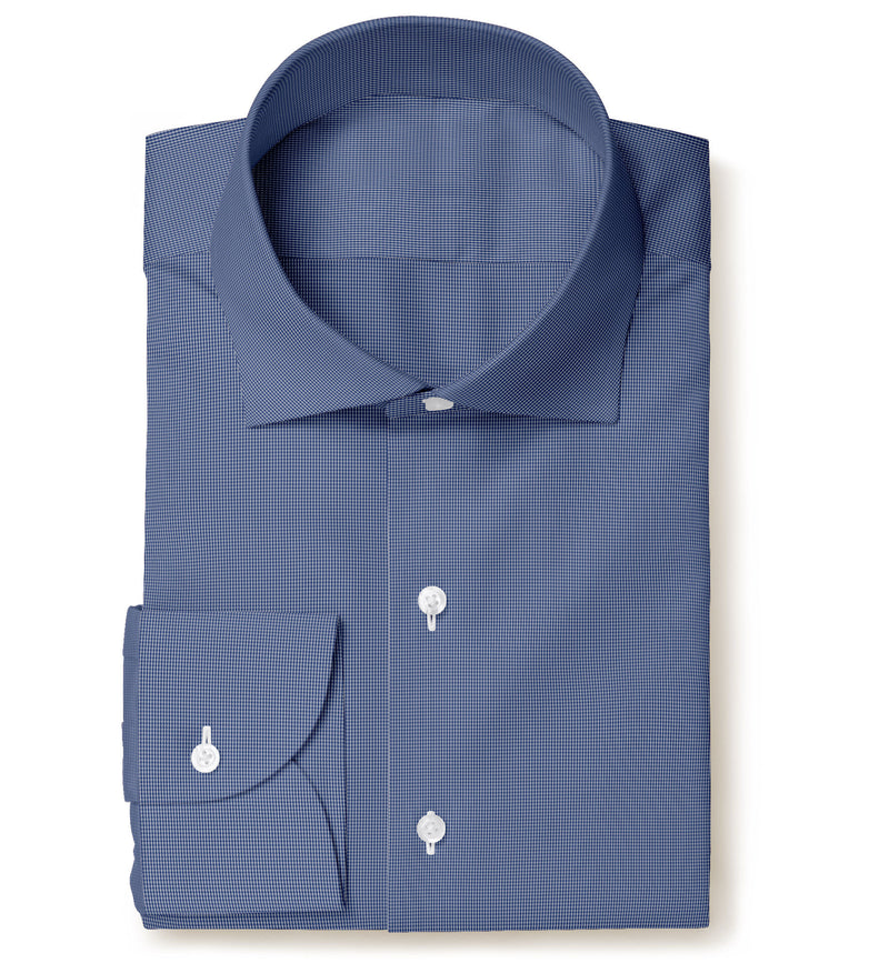 Image of a Blue Poplin Micropattern Giza Cotton Shirting Fabric