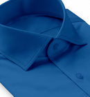 Image of a Blue Satin Solids Giza Cotton Shirting Fabric