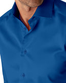Image of a Blue Satin Solids Giza Cotton Shirting Fabric