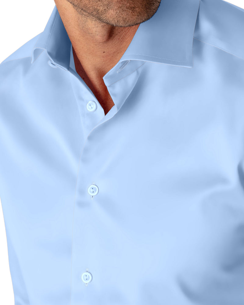 Image of a Blue Twill Solids Cotton Stretch Shirting Fabric