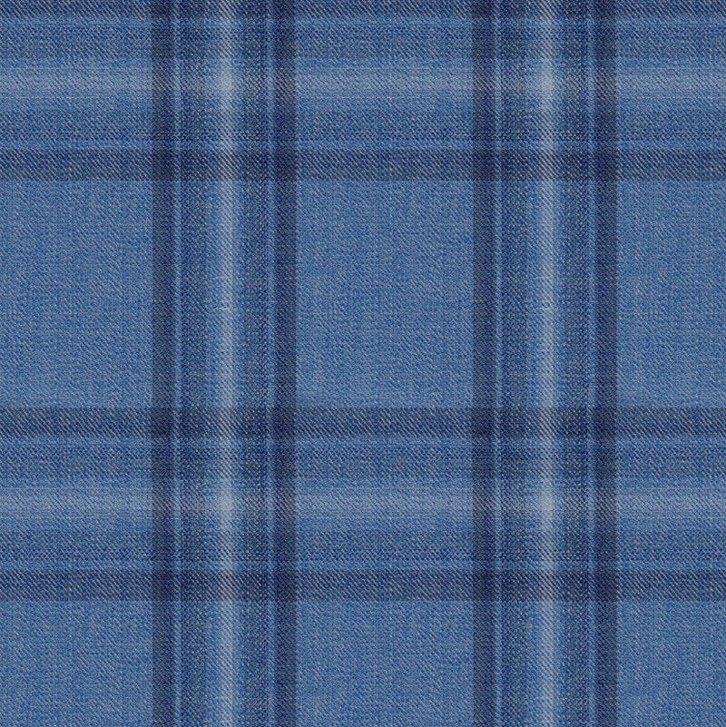 Image of a Blue Worsted Checks Merino Wool Pants Fabric