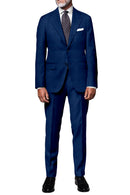 Image of a Blue Worsted Dobby Merino Wool Pants Fabric