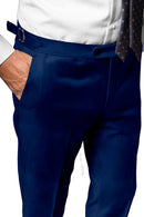 Image of a Blue Worsted Herringbone Merino Wool Pants Fabric