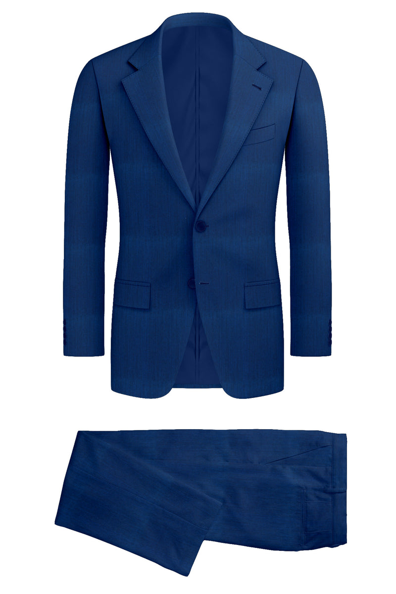 Image of a Blue Worsted Herringbone Merino Wool Suiting Fabric