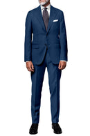 Image of a Blue Worsted Sharkskin Merino Wool Pants Fabric