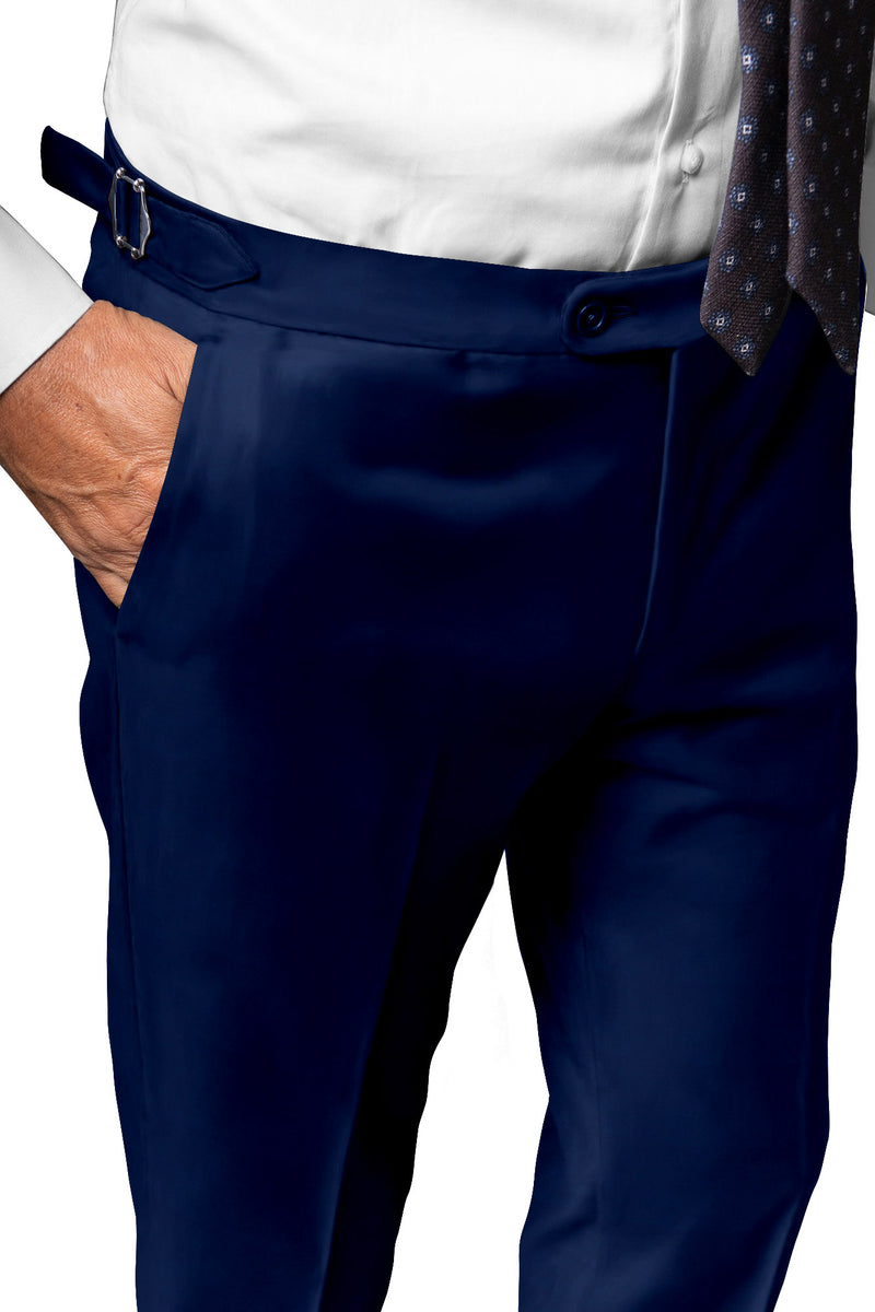 Image of a Blue Worsted Solids Merino Wool Pants Fabric