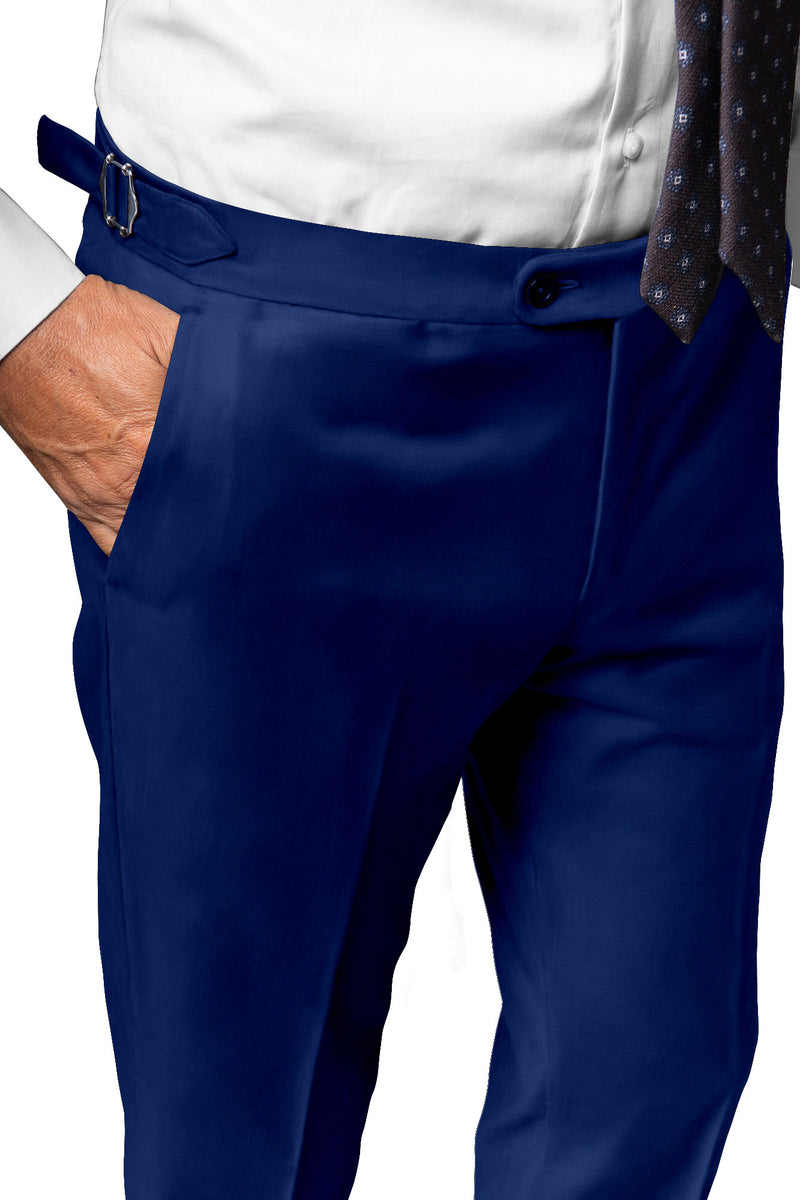Image of a Blue Worsted Twill Merino Wool Pants Fabric