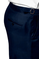 Image of a Blue Worsted Twill Merino Wool Pants Fabric