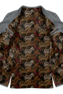 Image of a Brown & Black Satin Prints Poly Viscose Lining Fabric
