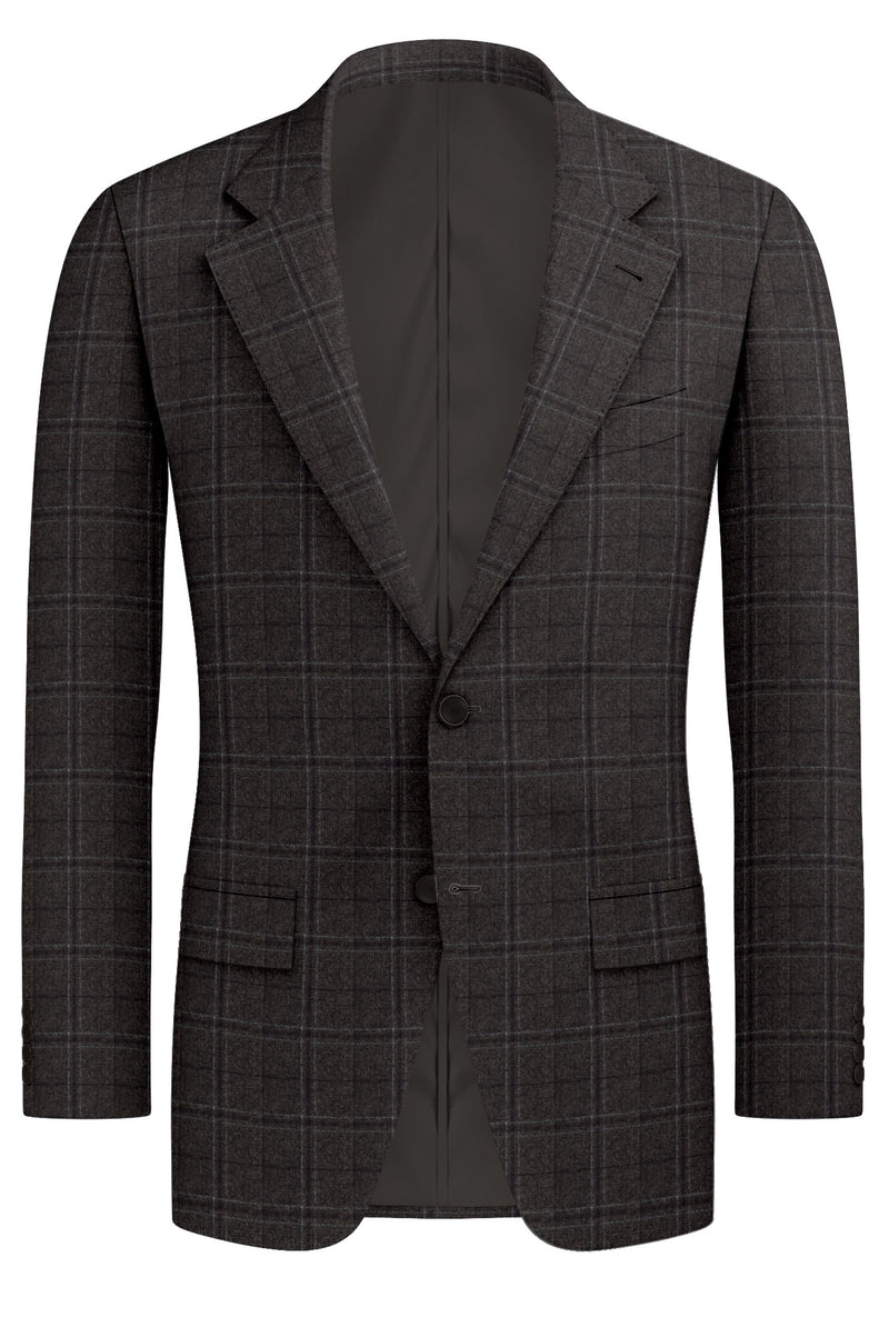Image of a Brown Flannel Checks Merino Wool Blazers Fabric