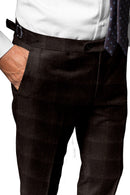 Image of a Brown Flannel Checks Merino Wool Suiting Fabric