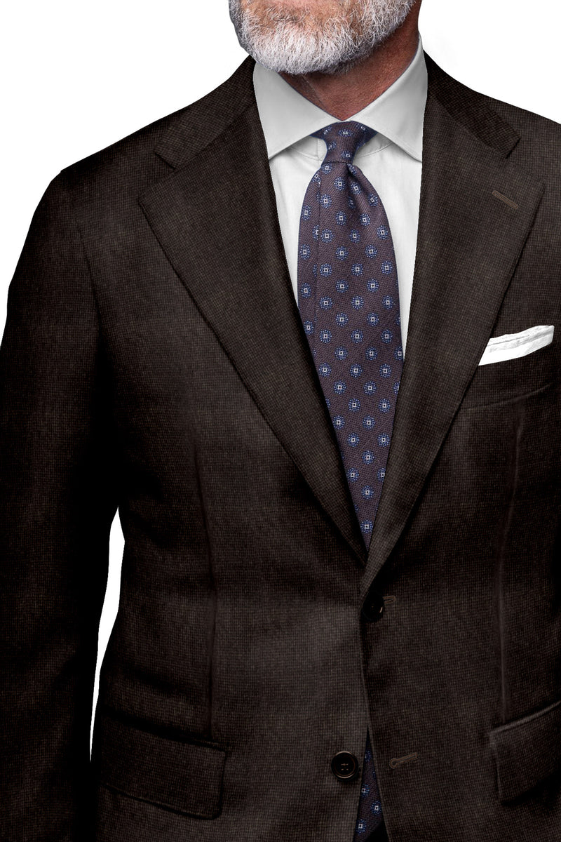 Image of a Brown Flannel Houndstooth Merino Wool Blazers Fabric