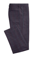 Image of a Burgundy & Black Worsted Checks Merino Wool Pants Fabric
