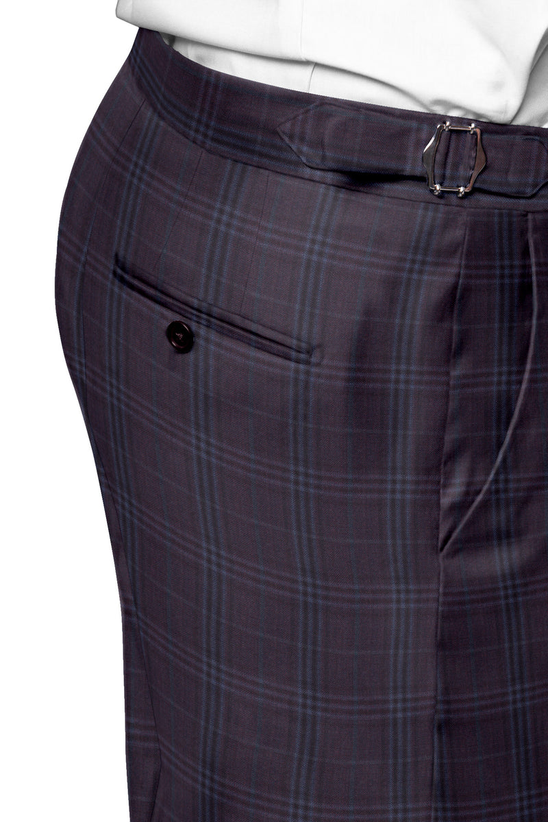 Image of a Burgundy & Black Worsted Checks Merino Wool Suiting Fabric