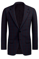 Image of a Burgundy & Blue Worsted Checks Merino Wool Blazers Fabric