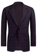 Image of a Burgundy & Blue Worsted Checks Merino Wool Blazers Fabric