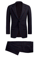 Image of a Burgundy & Blue Worsted Checks Merino Wool Suiting Fabric