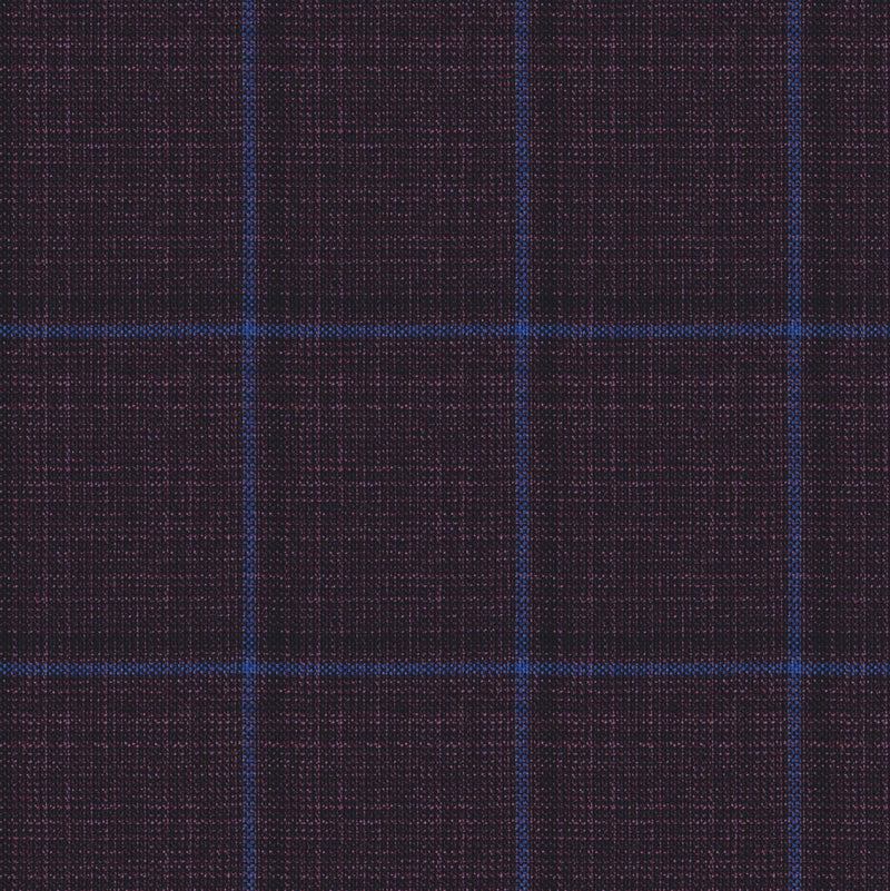 Image of a Burgundy & Blue Worsted Checks Merino Wool Suiting Fabric