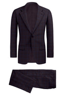 Image of a Burgundy & Blue Worsted Checks Merino Wool Suiting Fabric