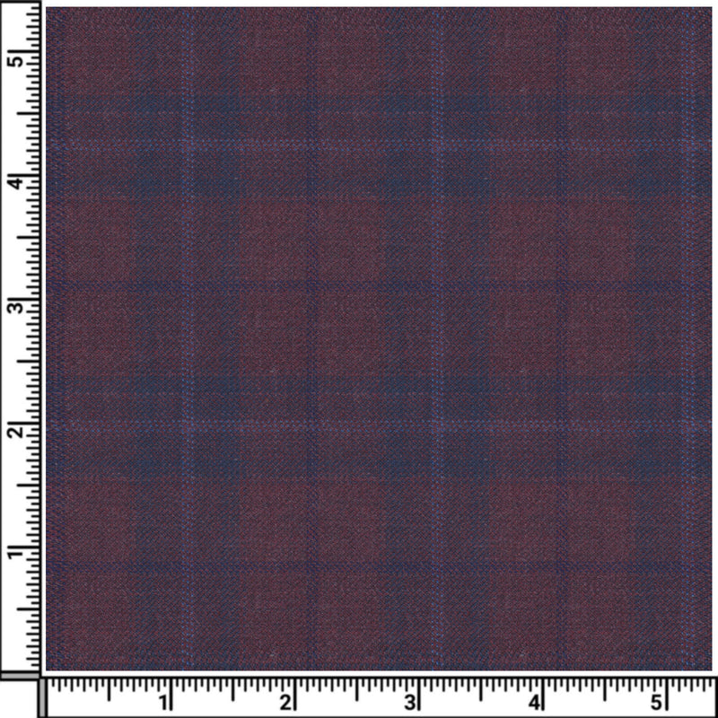 Image of a Burgundy & Navy-Blue Worsted Checks Merino Wool Blazers Fabric