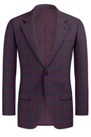 Image of a Burgundy & Navy-Blue Worsted Checks Merino Wool Blazers Fabric
