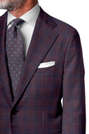 Image of a Burgundy & Navy-Blue Worsted Checks Merino Wool Blazers Fabric