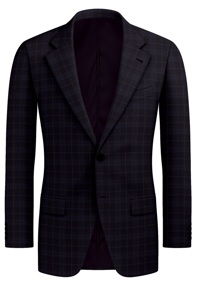 Image of a Burgundy & Sky-Blue Worsted Checks Merino Wool Blazers Fabric
