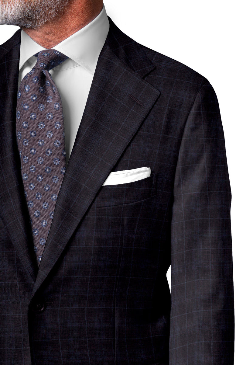 Image of a Burgundy & Sky-Blue Worsted Checks Merino Wool Blazers Fabric