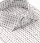 Image of a Burgundy & White Twill Checks Giza Cotton Shirting Fabric
