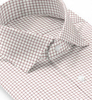 Image of a Burgundy & White Twill Checks Giza Cotton Shirting Fabric