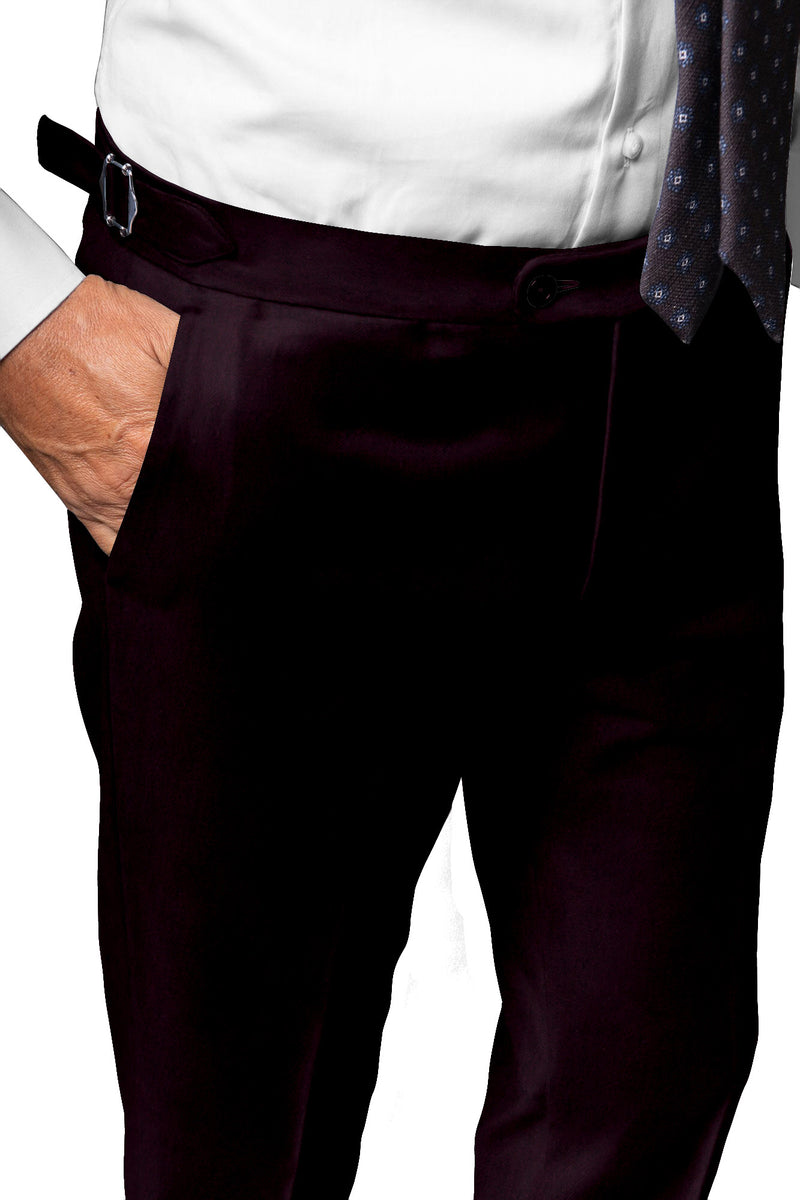 Image of a Burgundy Flannel Twill Merino Wool Pants Fabric