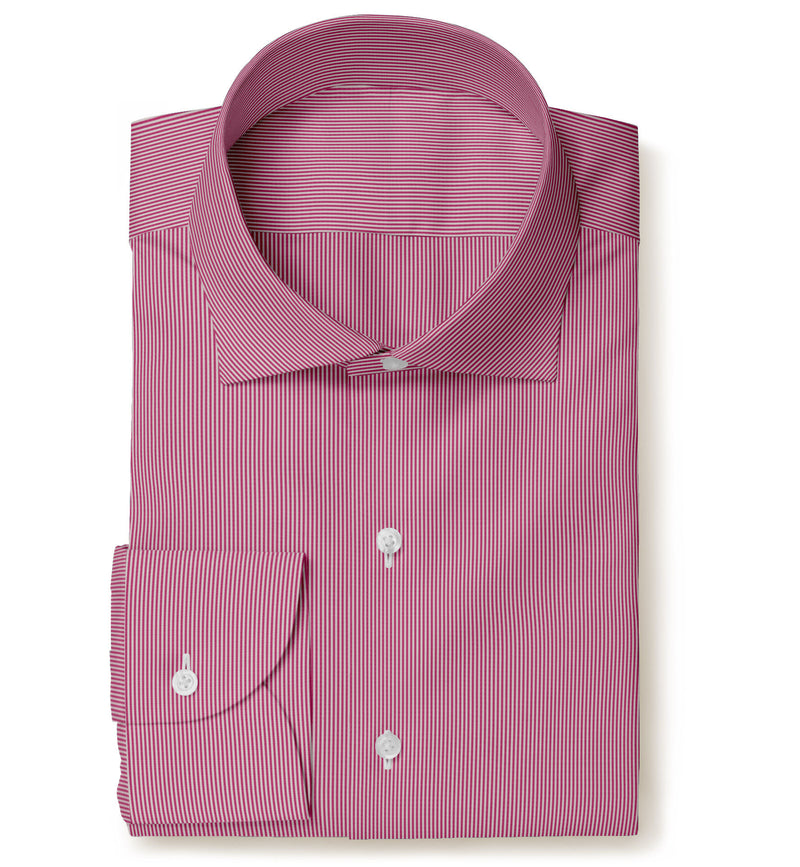 Image of a Candy & White Poplin Stripes Giza Cotton Shirting Fabric