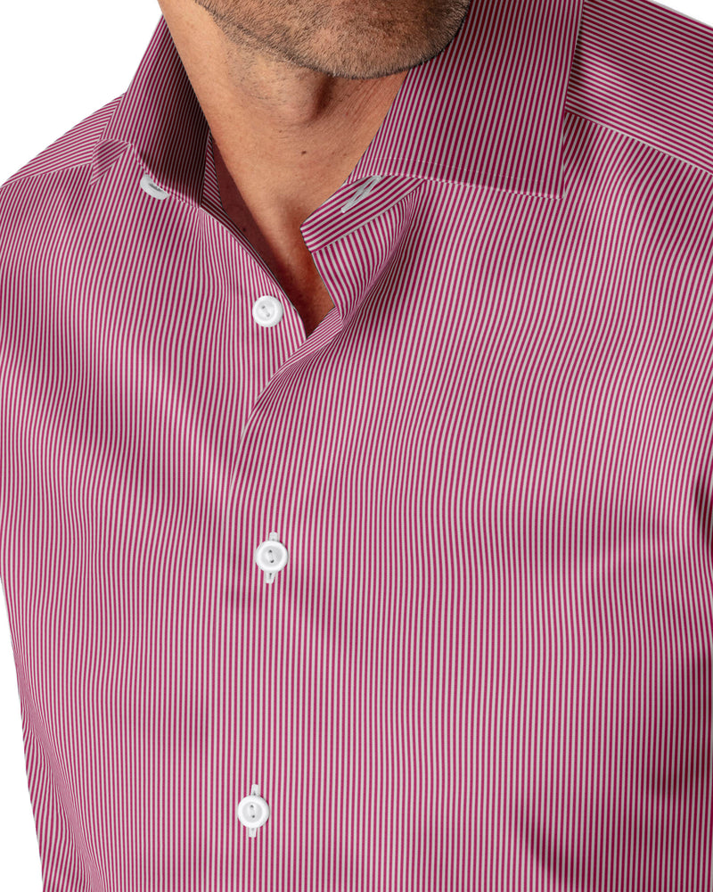 Image of a Candy & White Poplin Stripes Giza Cotton Shirting Fabric