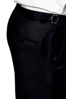 Image of a Charcoal & Black Worsted Checks Merino Wool Pants Fabric