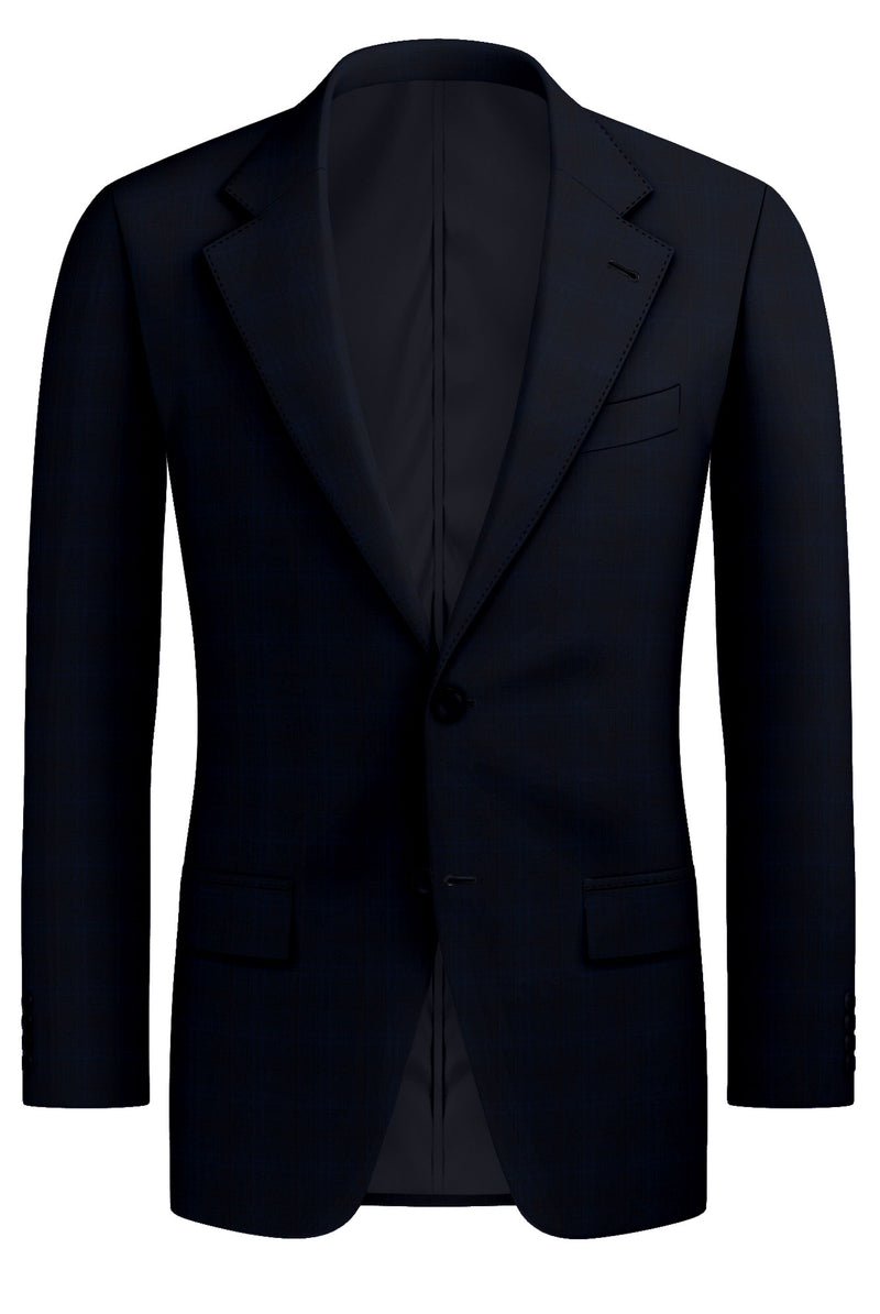 Image of a Charcoal & Blue Worsted Checks Merino Wool Blazers Fabric