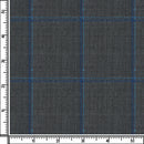 Image of a Charcoal & Blue Worsted Checks Merino Wool Pants Fabric