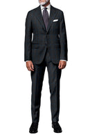 Image of a Charcoal & Blue Worsted Checks Merino Wool Pants Fabric