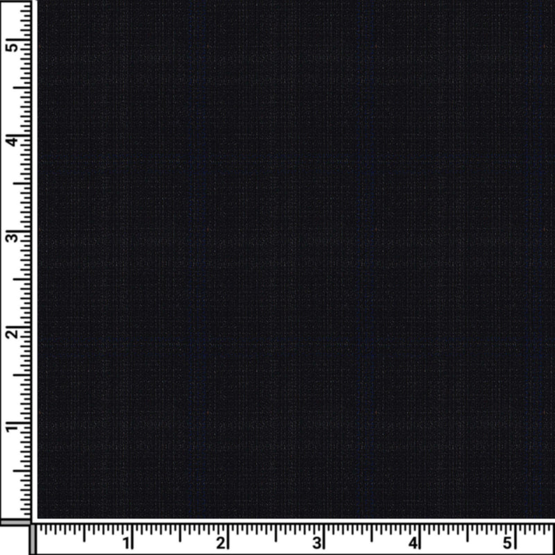 Image of a Charcoal & Blue Worsted Checks Merino Wool Suiting Fabric
