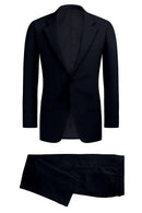 Image of a Charcoal & Blue Worsted Checks Merino Wool Suiting Fabric