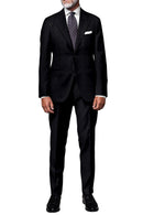 Image of a Charcoal & Blue Worsted Checks Merino Wool Suiting Fabric