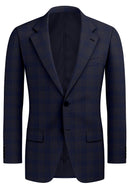 Image of a Charcoal & Navy-Blue Worsted Checks Merino Wool Blazers Fabric