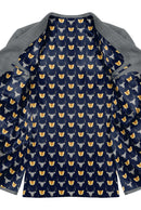 Image of a Charcoal & Orange Satin Prints Poly Viscose Lining Fabric