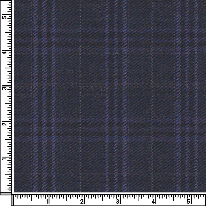 Image of a Charcoal & Purple Worsted Checks Merino Wool Pants Fabric