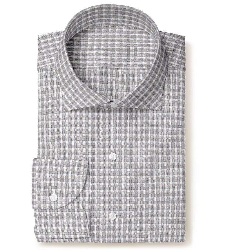 Image of a Charcoal & White Dobby Checks Giza Cotton Shirting Fabric
