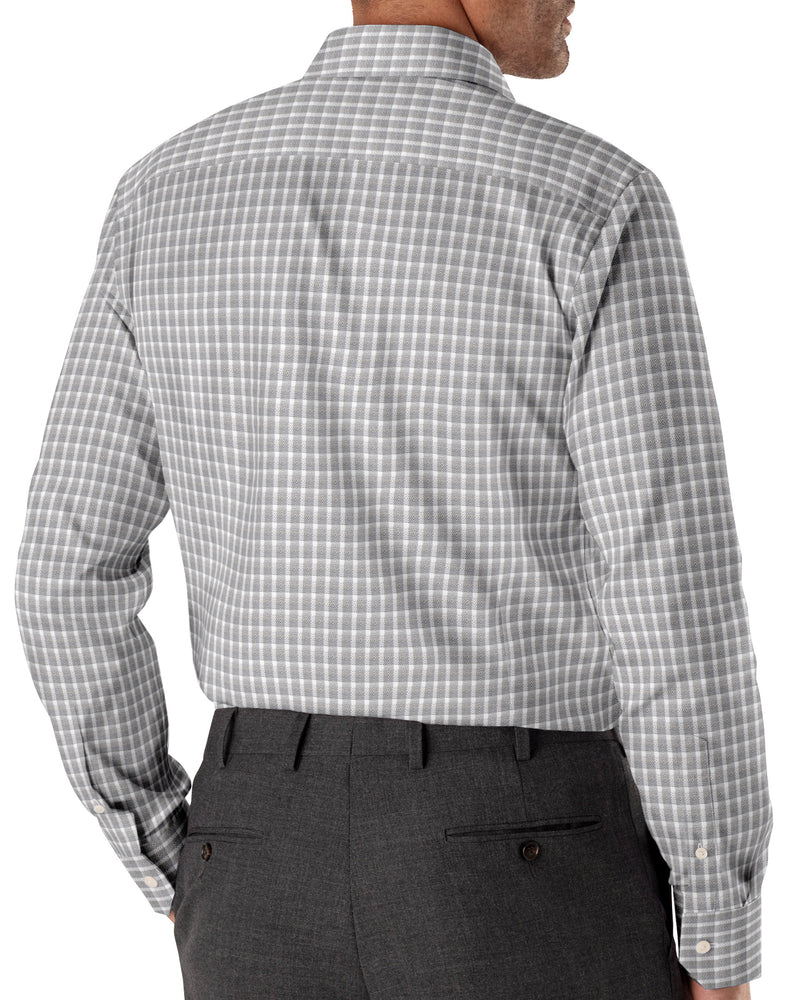 Image of a Charcoal & White Dobby Checks Giza Cotton Shirting Fabric