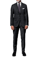 Image of a Charcoal & White Worsted Checks Merino Wool Pants Fabric