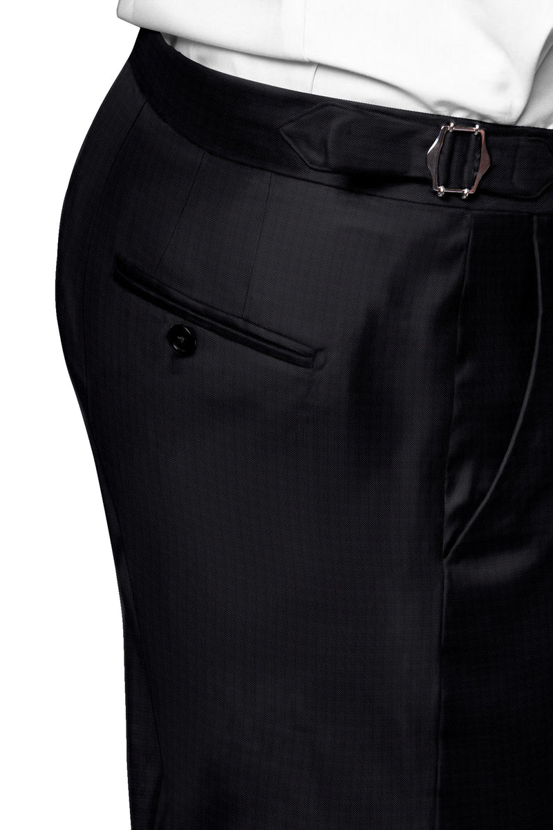 Image of a Charcoal & White Worsted Micropattern Merino Wool Pants Fabric