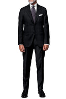 Image of a Charcoal & White Worsted Stripes Merino Wool Suiting Fabric